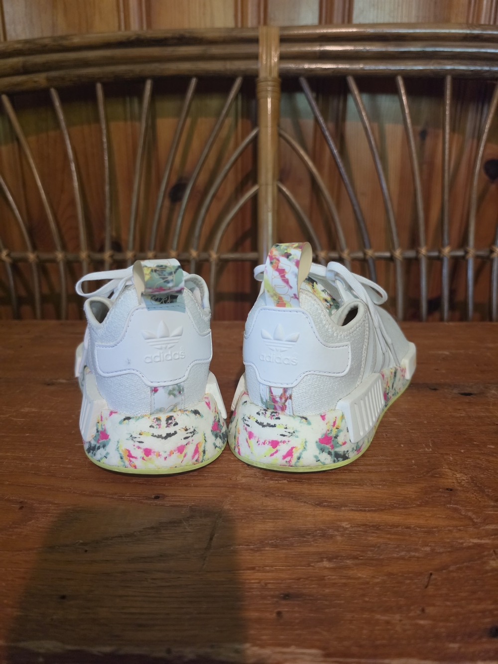 Adidas Womens White Floral NMD R1 Sport Shoes - Picture 5 of 16